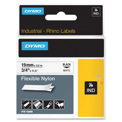 Etiquetas De Nailon Flexibles Dymo 18488-18490 - Adhesivo Permanente Para Cables Y Superficies Curvas